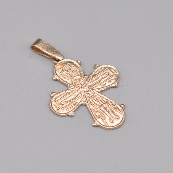 Vintage Scandinavian 8K (333) Gold Dagmar Cross, Religious Necklace Pendant.