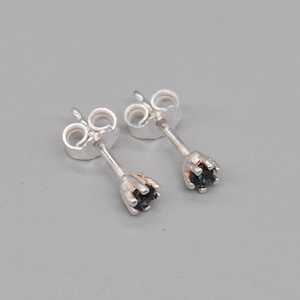 Vintage 925 Sterling Silver Stud Earrings with Blue Gems.