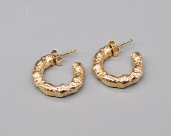 Gold Plated 925 Sterling Silver Modern Hoop Earrings.