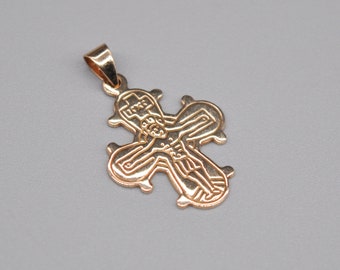 Bernhard Hertz Vintage Deense 14K (585) gouden Dagmar Cross, religieuze ketting hanger.