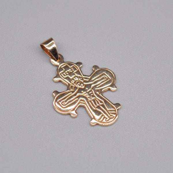 Bernhard Hertz Vintage Danish 14K (585) Gold Dagmar Cross, Religious Necklace Pendant.