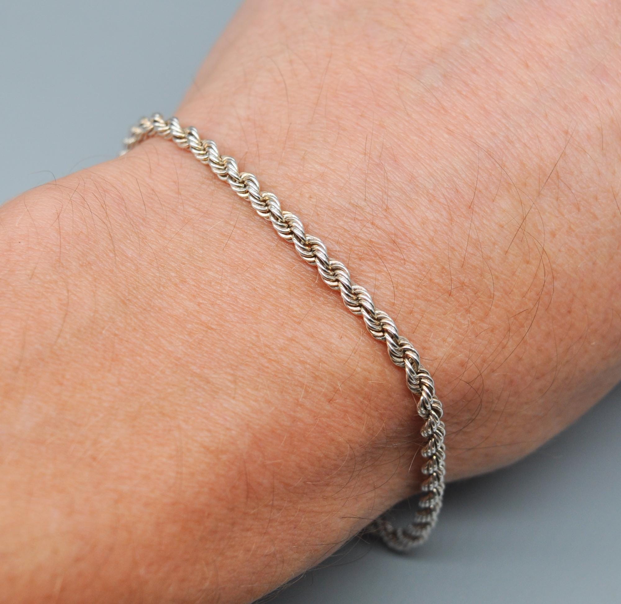 Vintage 925 Sterling Silver Twisted Rope Bracelet. Length 18