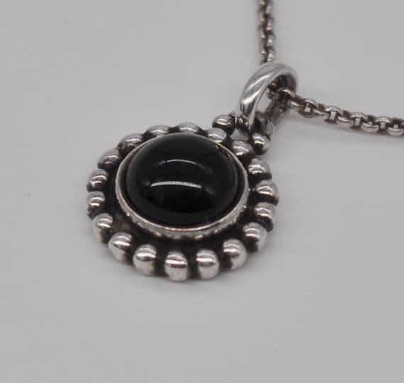 GEORG JENSEN #9A Danish Black Agate 925 Sterling Silver Necklace