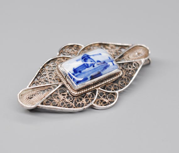 4 BROCHE PENDENTIF FILIGRANE ARGENT MASSIF