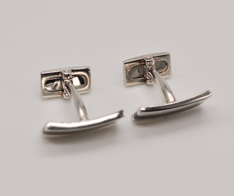 LUND Copenhagen Beautiful Danish 925 Silver Cuff Links with Mother of Pearl Stripes.