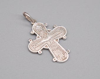 Croce Dagmar in argento massiccio vintage danese, pendente per collana religiosa, crocifisso.