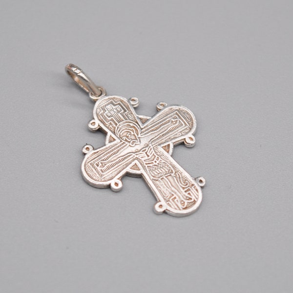 Vintage Danish Solid Silver Dagmar Cross, Religious Necklace Pendant, Crucifix.