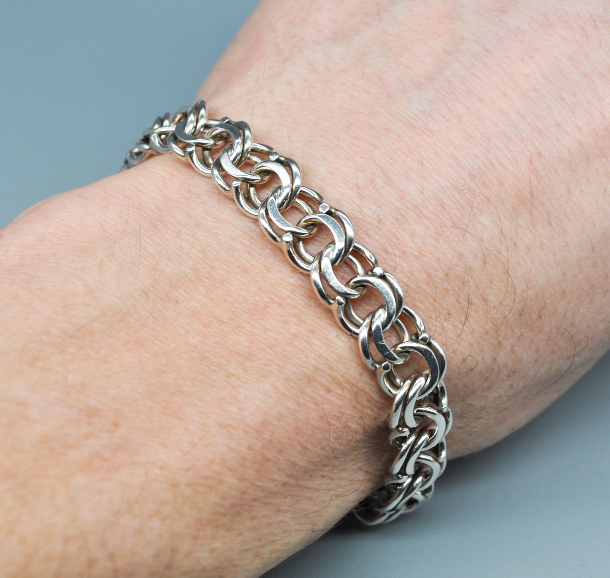 A.O.J. Vintage 830 Silver Handmade Bismarck Bracelet. Length 19 Cm