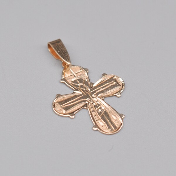 Christian Veilskov Vintage (1963-1986) Danish Handmade 14K (585) Gold Dagmar Cross, Religious Necklace Pendant.