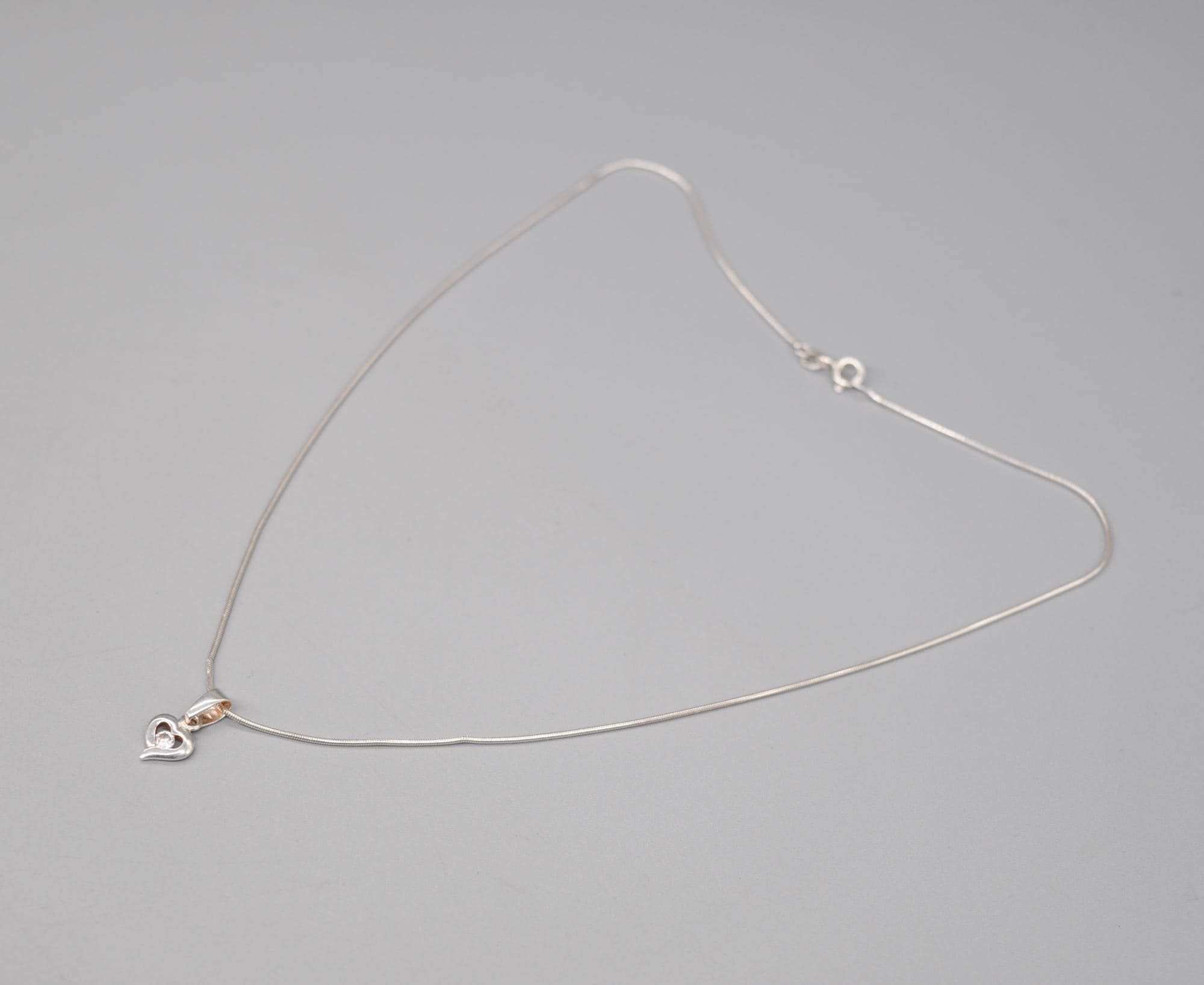 SCROUPLES Danish 925 Sterling Silver Chain With Tiny Heart Pendant