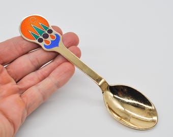Vintage Sterling Silver Enamel Souvenir Spoons: Norway, Denmark