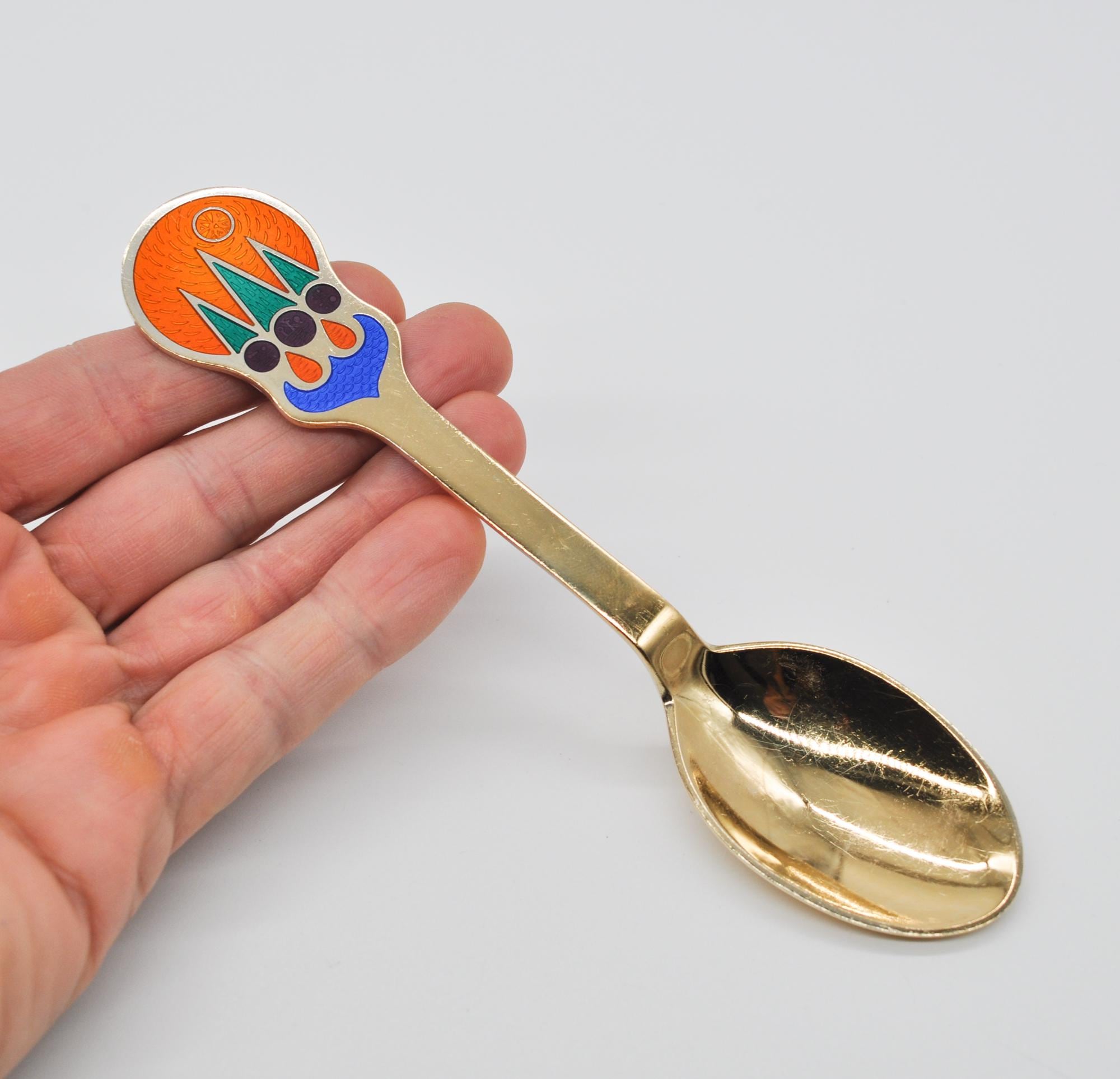 Anton Michelsen Vintage 1979 Danish Enamel Gold Plated Sterling