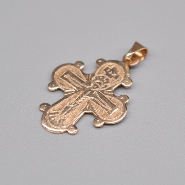 Bernhard Hertz Vintage Danish 14K (585) Gold Dagmar Cross, Religious Necklace Pendant.