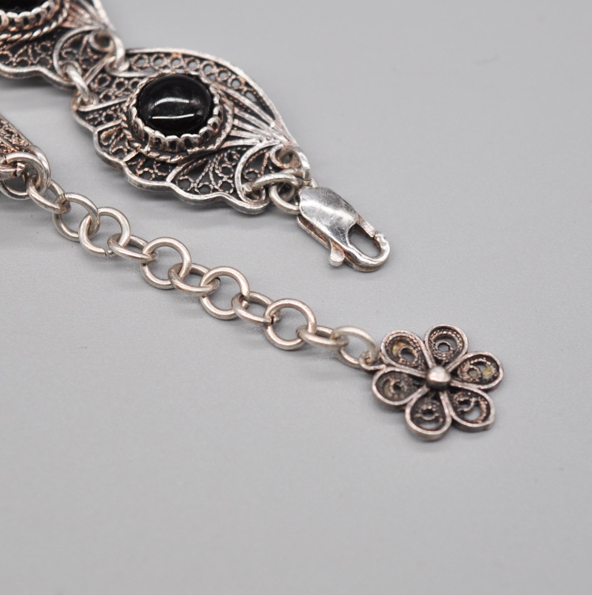 シルバー925 1000含む　纏め売り Vintage Filigree Black Onyx 925 Sterling Silver Link