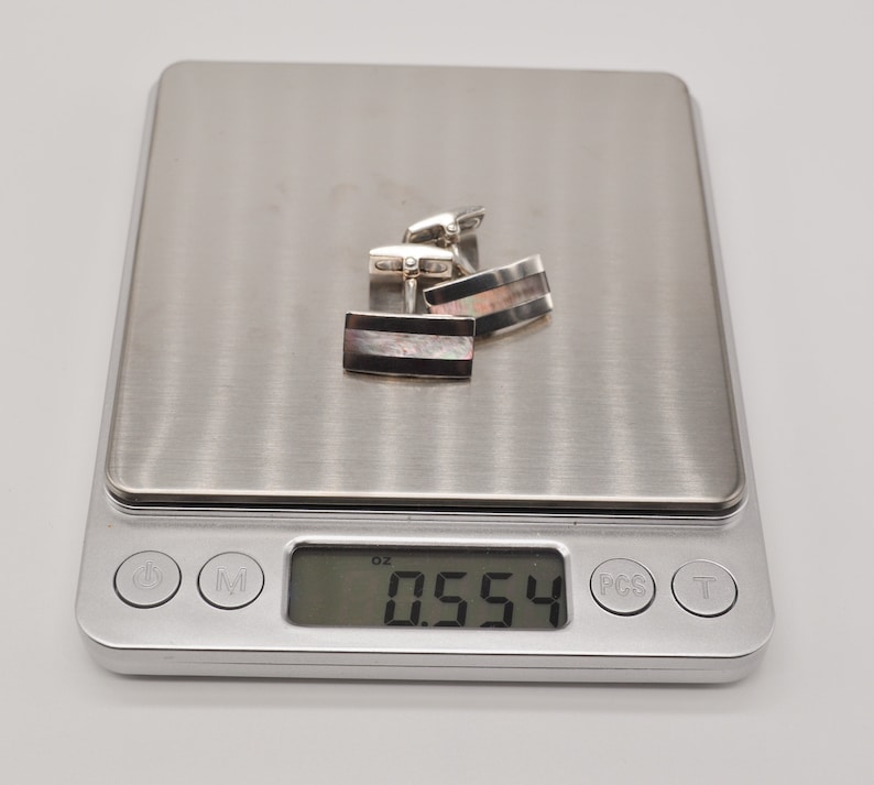 LUND Copenhagen Beautiful Danish 925 Silver Cuff Links with Mother of Pearl Stripes.