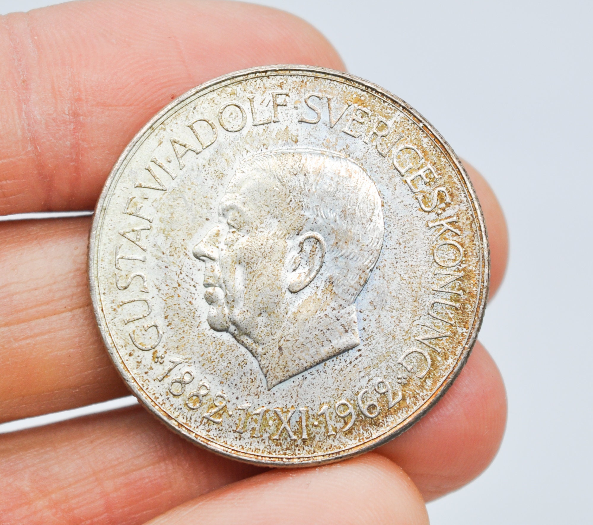 1966年 スウェーデン グスタフ6世 5クローナ 記念硬貨 1866年 国会設立