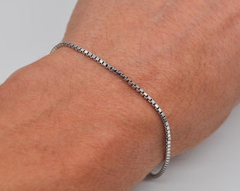 Jens Tage Hansen Vintage Danish 925 Sterling Silver Octagonal Box Chain Bracelet. Length: 18 cm / 7 inch.