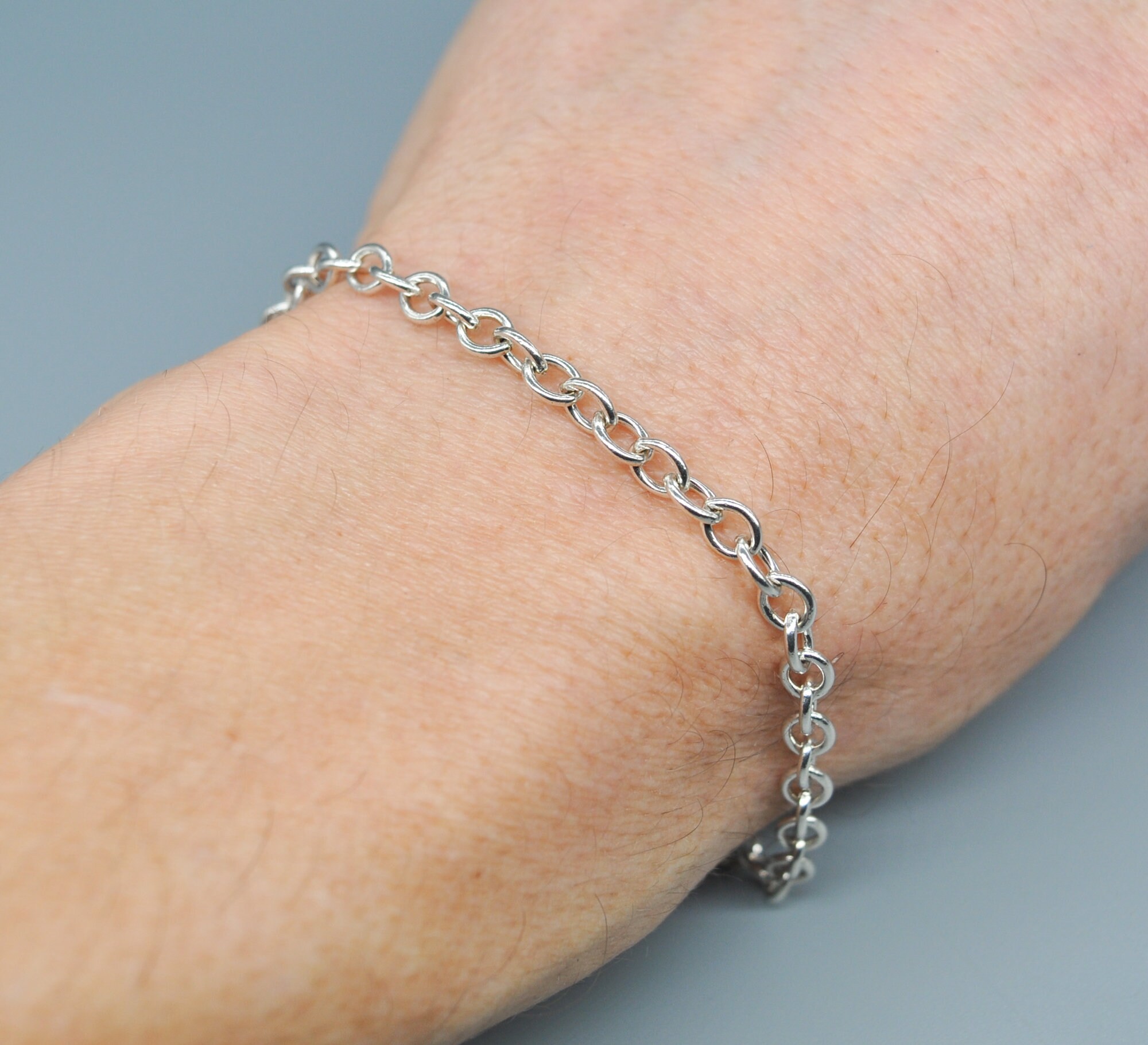 Vintage 925 Sterling Silver Anchor Chain Bracelet. Length