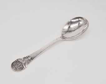 Cuchara para servir vintage danesa de plata esterlina de 1933, conmemorativa del 25.º aniversario.