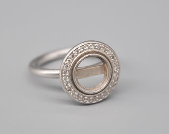 Julie Sandlau Danish Matte 925 Sterling Silver Ring without Cabochon. Size: 16 mm US 6