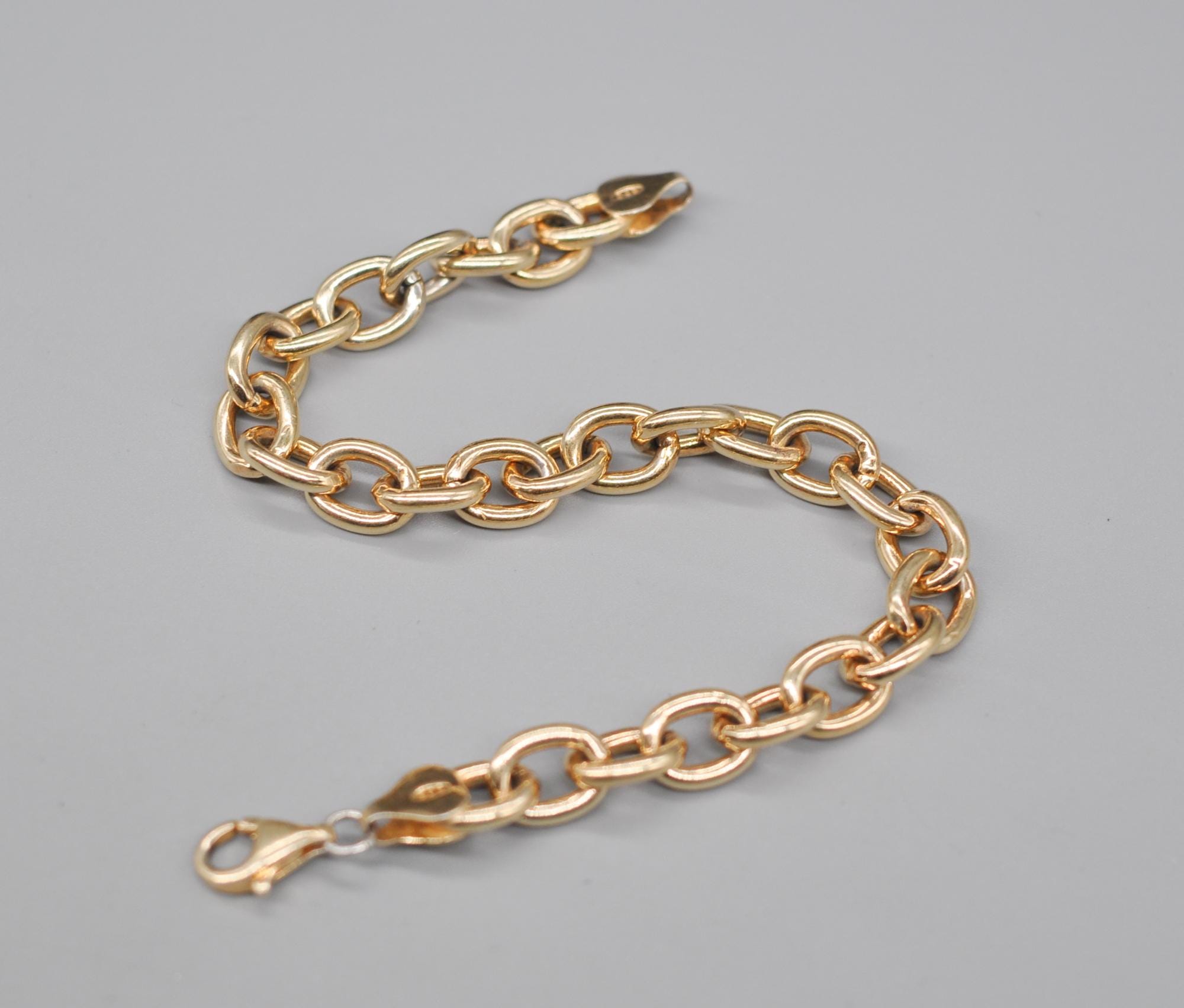 Vintage Gold Plated 925 Sterling Silver Anchor Bracelet. Length 19 