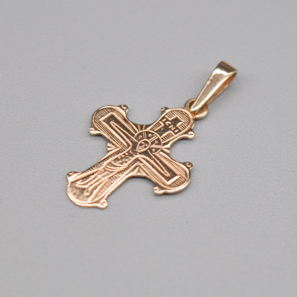 HERMANN SIERSBOL Vintage Danish 8K (333) Gold Dagmar Cross, Religious Necklace Pendant.