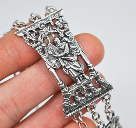 Vintage 830 Solid Silver Panel Bracelet. Length 1… - image 3