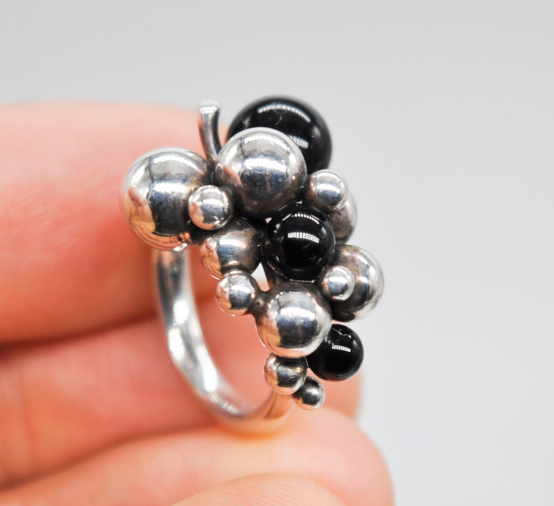 GEORG JENSEN ジョージジェンセン シルバーリング オニキス 2連