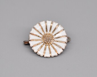 Anton Michelsen Vintage Danish Enamel 925 Sterling Silver "Daisy" Brooch. Enamel defect.