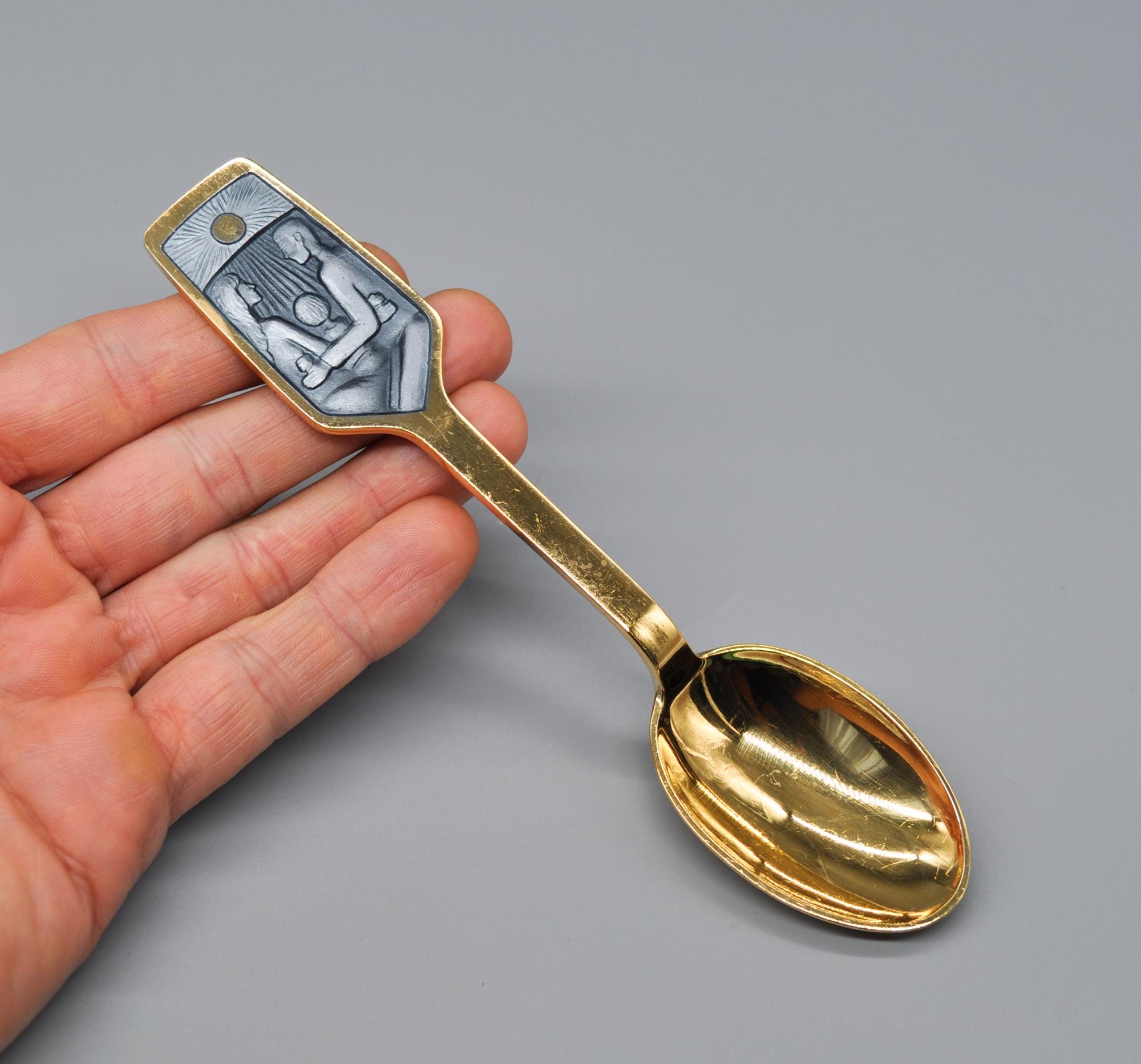 Anton Michelsen Vintage 1973 Danish Enamel Gold Plated Sterling