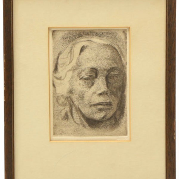 Käthe Kollwitz Restrike Etching on Paper "Self Portrait"