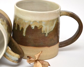 Rustic Brown Stoneware mug handmade and hand glazed
