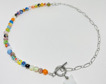 Millefiori and Stainless Steel necklace with pendant