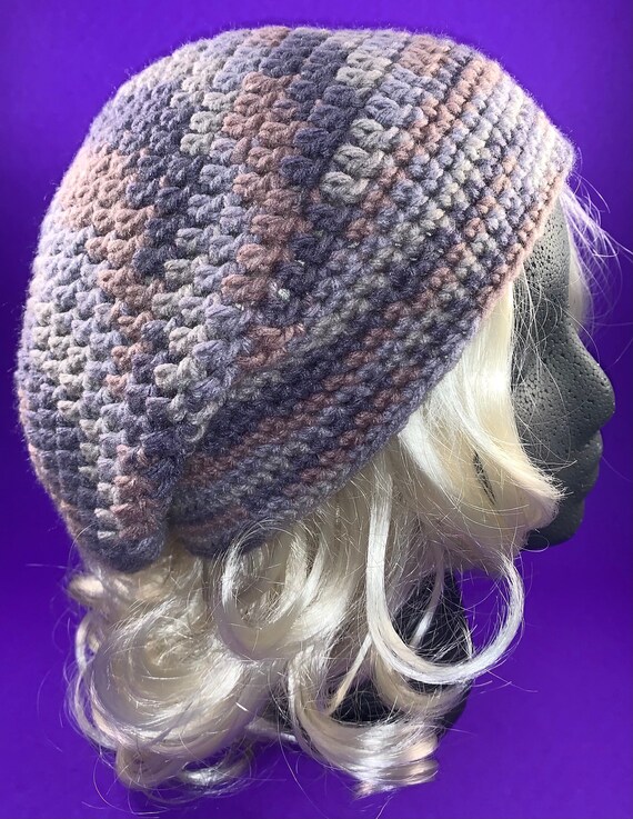 Slouchy Oversized Soft Multicolored Purple Pink Grey Beanie 