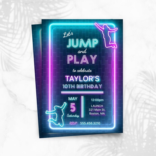Trampoline Party Invitations - Etsy