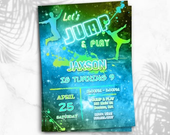 Trampoline Park Birthday Invitation, Boys Jump Party (Digital)