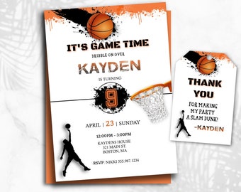 Basketball Birthday Invitation, Game Time Template (Digital)