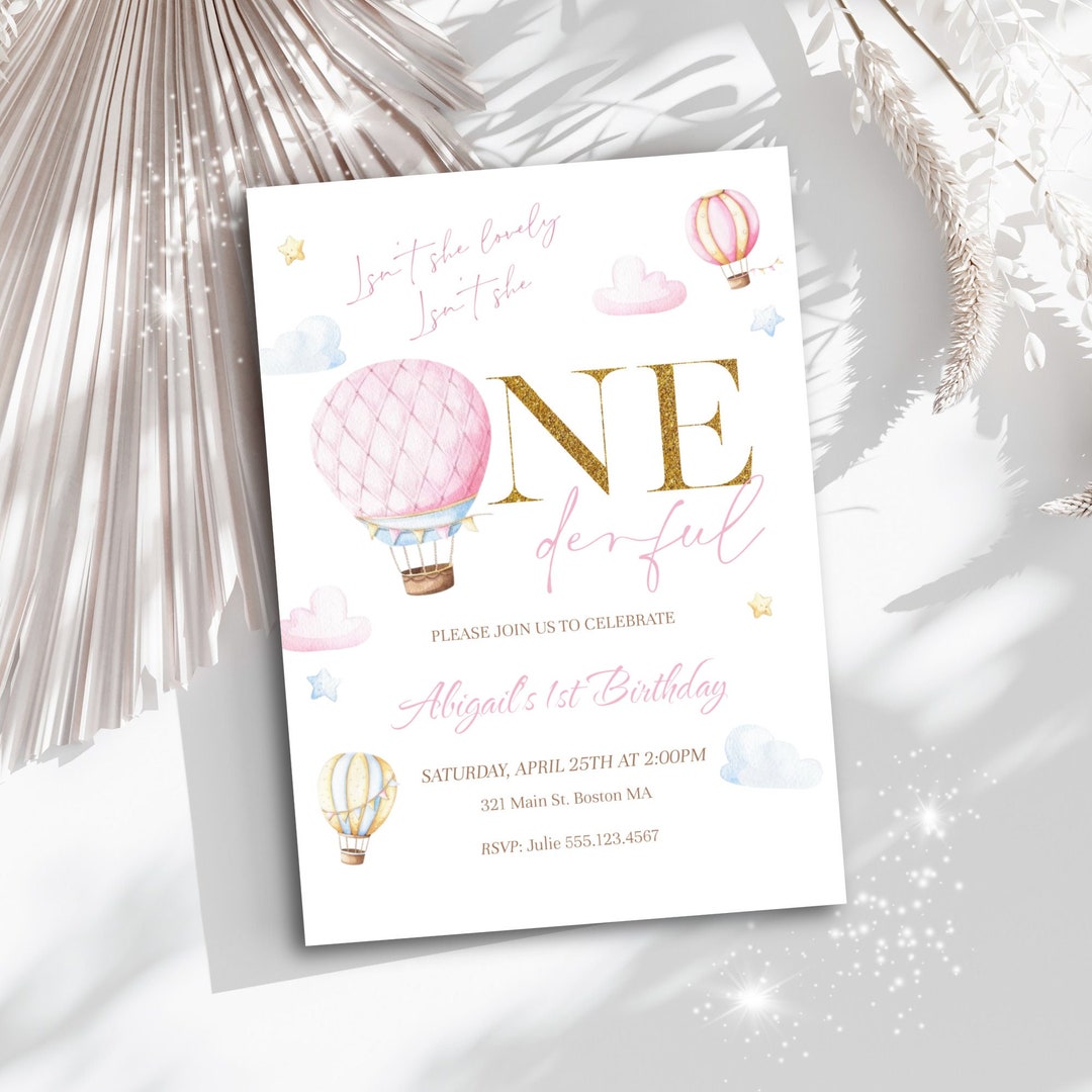 Hot Air Balloon First Birthday Invitation Isnt She Onederful - Etsy