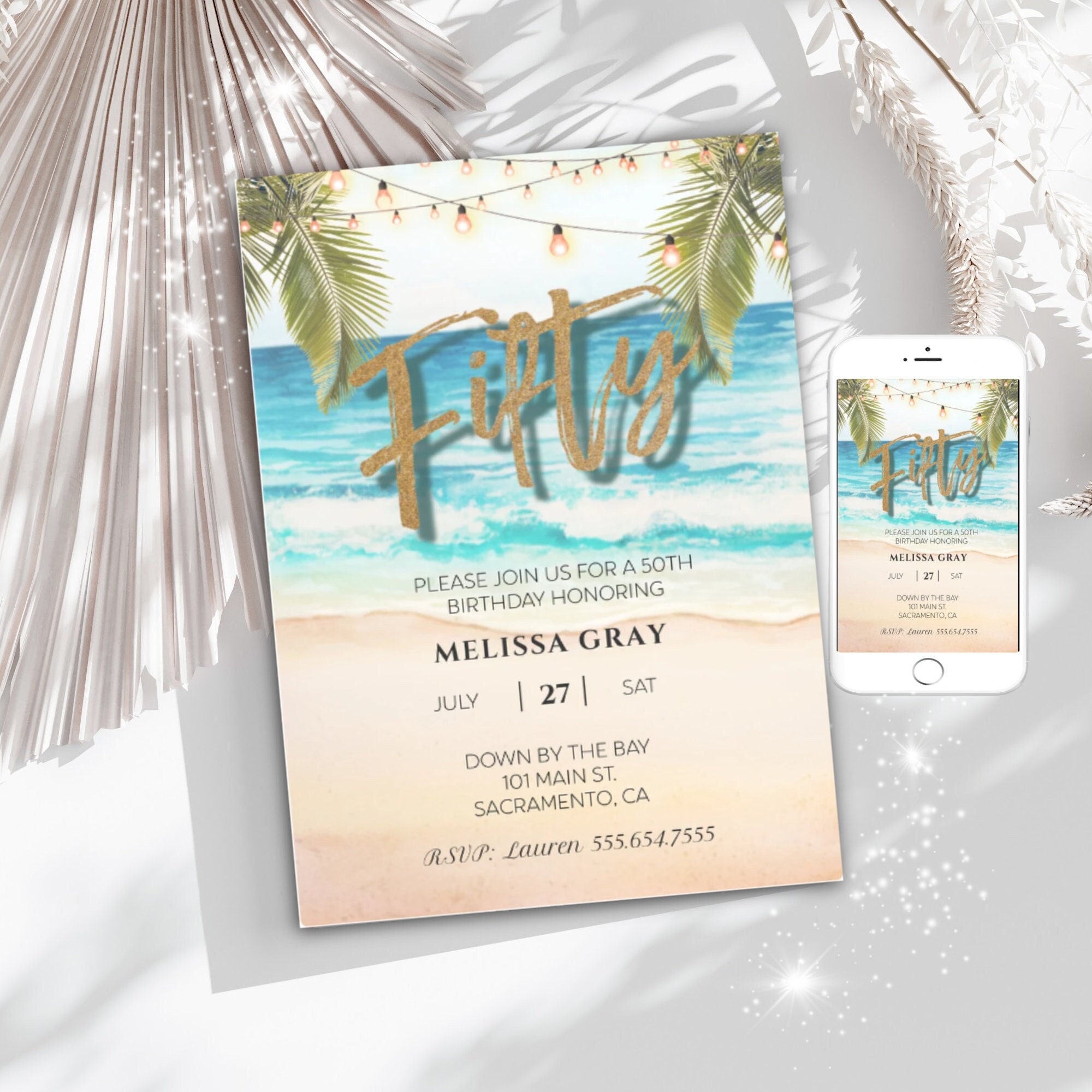 Tropical Birthday Invitation Adult Birthday Invite Beach Party Invitation Beach Birthday Invite Adult Tropical Beach Party