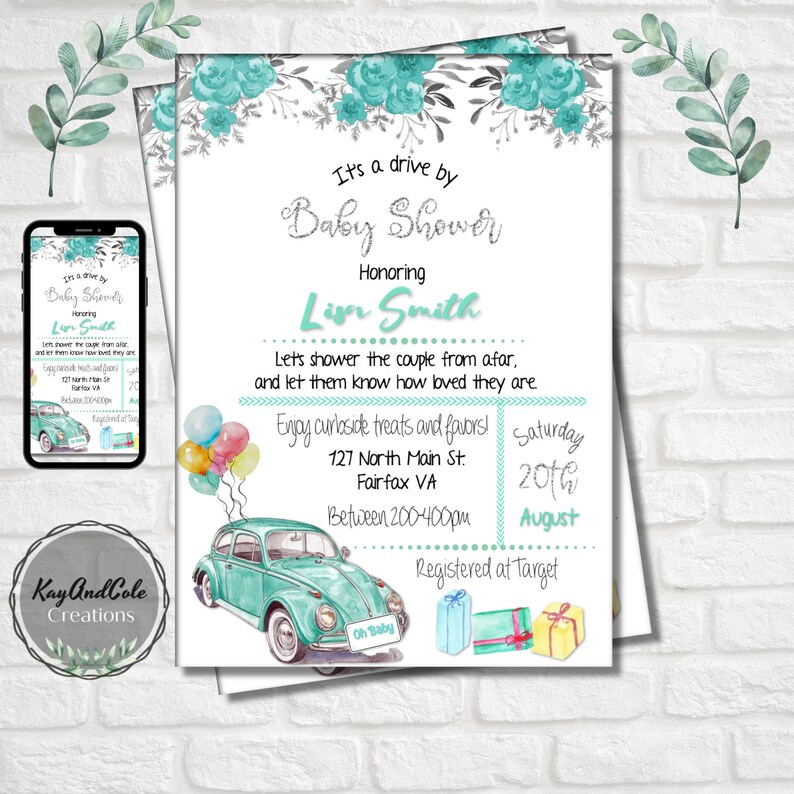 Drive by baby shower invitation parade baby shower drive by Etsy