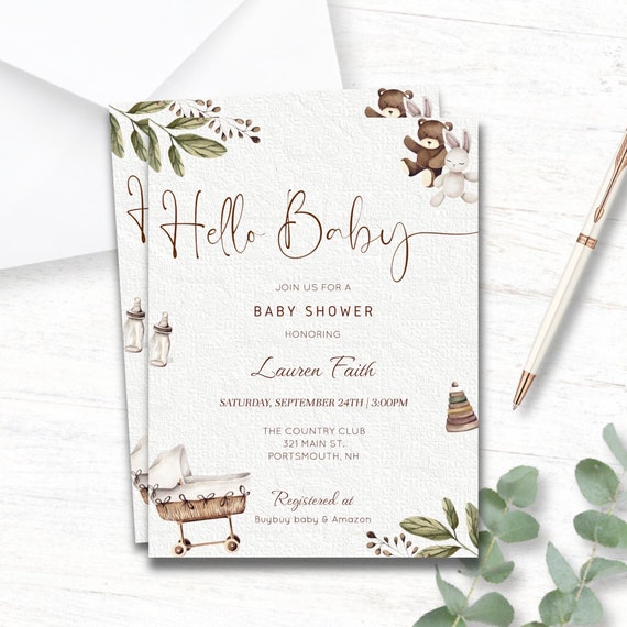 Gender Neutral Baby Shower Invitation Minimal Baby Shower Etsy