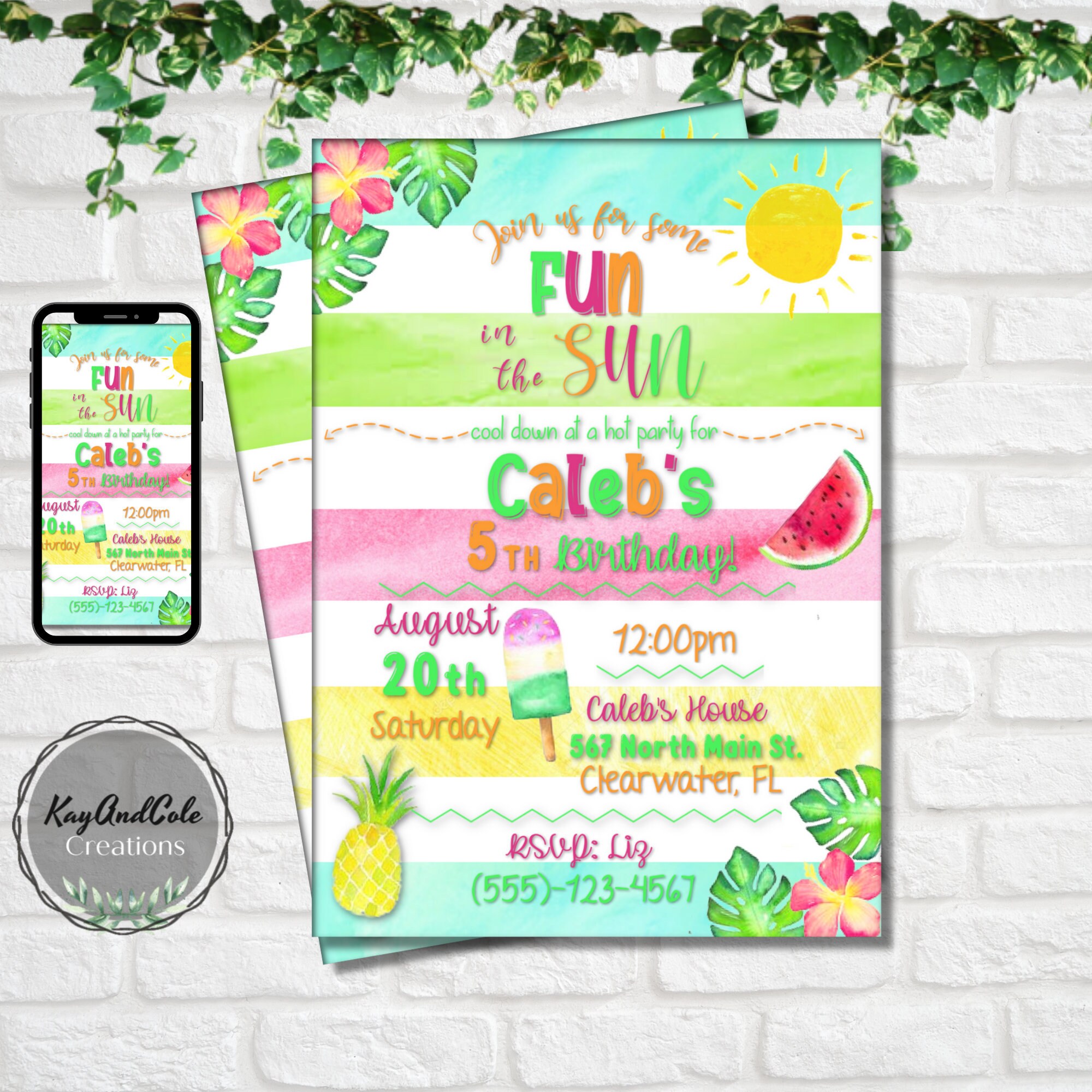 Summer birthday party summer birthday invitation summer Etsy