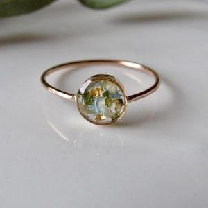 14k Gold filled dainty circle wedding flower preservation ring, memorial ring, bouquet preservation ring, ring with wedding flowers, gold