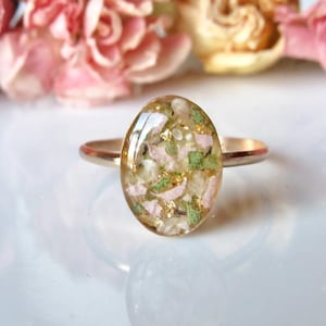 Anello per la conservazione dei fiori da matrimonio in oro 14k, conservazione dei fiori per funerali, anello commemorativo, gioielli per la conservazione dei bouquet, regalo di nozze