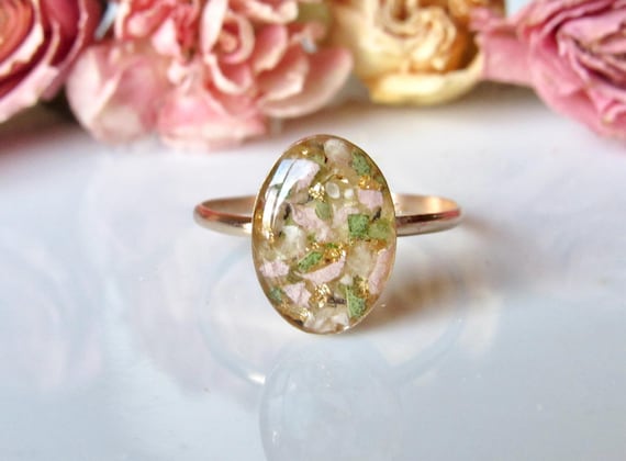 Wedding flower preservation ring in 14k gold filled, funeral flower preservation, memorial ring, bouquet preservation jewelry, wedding gift