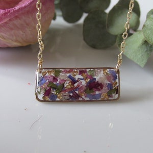 Rectangle wedding flower necklace, Bouquet preservation necklace, wedding flower preservation, flower memorial necklace, funeral flowers