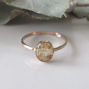 14k Gold filled dainty oval wedding flower preservation ring, memorial ring, bouquet preservation ring, ring with wedding flowers, wedding