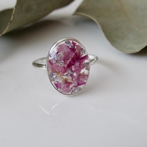 STERLING SILVER Oval Wedding flower preservation ring, bouquet preservation ring, flower memorial ring, flower preservation jewelry, wedding