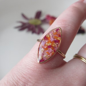 14k Gold filled marquis ring. wedding flower preservation ring, memorial ring, bouquet preservation ring, ring with wedding flowers