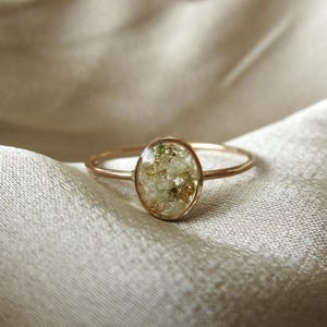 14k Gold filled dainty oval wedding flower preservation ring, memorial ring, bouquet preservation ring, ring with wedding flowers, flowers